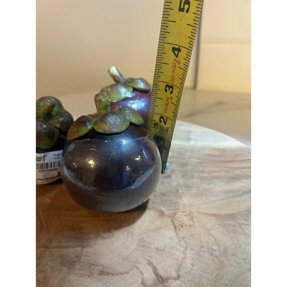 Pier 1 Artificial Mangosteen Fruit Set‎ 3 Purple Decorative Bowl Fillers 2298856